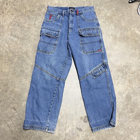 Wearfirst Other - Vintage Y2K Jeans Baggy 33x30 Blue Denim Cargo Oversized JNCO Style Skate Widele